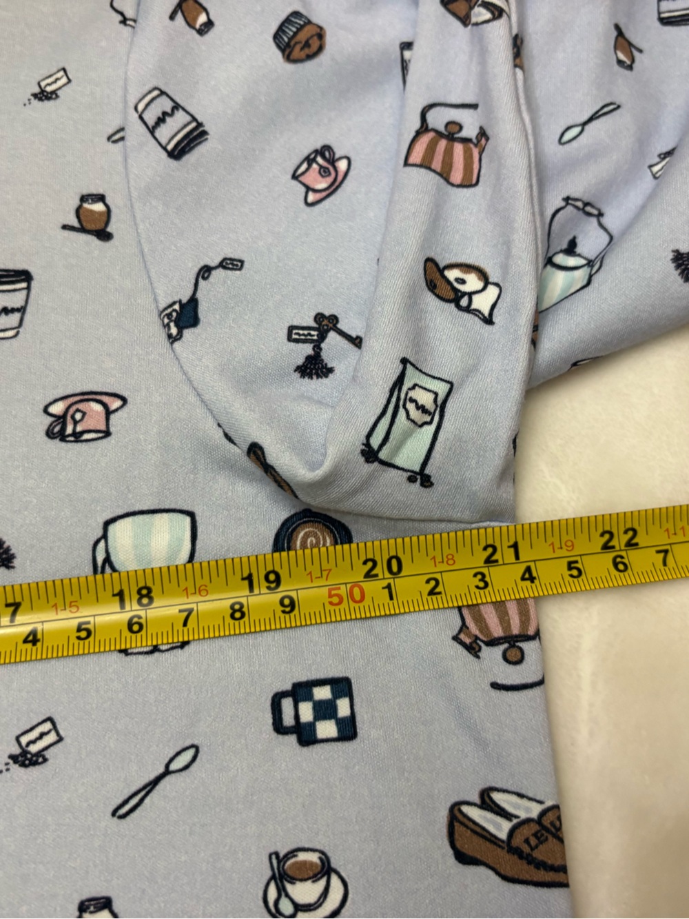 Lands’ End Cotton French Café Breakfast Nightgown Large Blue Sleep Dress Soft - Picture 6 of 10